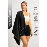 Unisex Mikrofiber Plaj Havlusu 80X130 cm Yumuşak Dokulu Deniz Banyo Sporcu Havlusu Large Boy Siyah - 80 x 130 cm