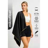 Unisex Mikrofiber Plaj Havlusu 80X130 Cm Yumuşak Dokulu Deniz Banyo Sporcu Havlusu Large Boy Siyah