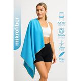 Unisex Mikrofiber Plaj Havlusu 80X130 cm Yumuşak Dokulu Deniz Banyo Sporcu Havlusu Large Boy Turkuaz - 80 x 130 cm