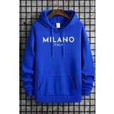 Unisex MİLANO İTALY Baskılı Şardonlu Kapüşonlu Oversize Sweatshirt