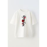 Unisex Minimalist Japon Agac Red Tasarım Baskılı Pamuk Beyaz Oversize T-Shirt