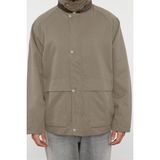 Unisex Moda Şık Regular Ceket Yaka Standart Düz Astarlı Regular Fit Kadife Yaka Detaylı Mont - Taş - XS