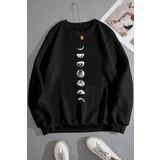 Unisex Moon Phases Bisiklet Yaka Sweatshirt