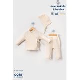 Unisex Müslin Kumaş Bi Organik %100 Pamuk 3 Parça Takım - Krem - Yenidoğan