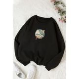 Unisex Neighbors Ukiyo E Baskılı Bisiklet Yaka Sweatshirt