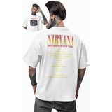 Unisex Nirvana Unplugged In New York Sırt Baskılı Tişört, Oversize Rock Band Temalı T-Shirt - Beyaz