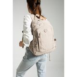 Unisex Okul Çantası Klinkır Kumaş Günlük Sırt Çantası 40*30 cm Çok Cepli Hafif Yağmur Geçirmez - Bej