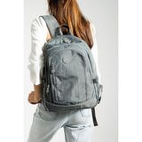 Unisex Okul Çantası Klinkır Kumaş Günlük Sırt Çantası 40*30 cm Çok Cepli Hafif Yağmur Geçirmez - Gri