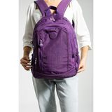 Unisex Okul Çantası Klinkır Kumaş Günlük Sırt Çantası 40*30 cm Çok Cepli Hafif Yağmur Geçirmez - Mor