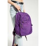 Unisex Okul Çantası Klinkır Kumaş Günlük Sırt Çantası Çok Cepli Hafif Yağmur Geçirmez 38*28 cm - Mor