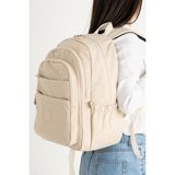Unisex Okul Çantası Klinkır Kumaş Sırt Çantası Çok Cepli Hafif Yağmur Geçirmez 42*30 cm - Krem