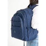 Unisex Okul Çantası Klinkır Kumaş Sırt Çantası Çok Cepli Hafif Yağmur Geçirmez 42*30 cm - Lacivert