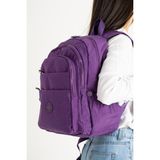 Unisex Okul Çantası Klinkır Kumaş Sırt Çantası Çok Cepli Hafif Yağmur Geçirmez 42*30 cm - Mor