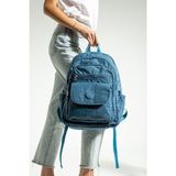 Unisex Okul Çantası Su Itici Hafif Klinkır Kumaş Günlük Sırt Çantası 40*30 cm Çok Cepli - Mavi