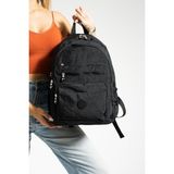 Unisex Okul Çantası Su Itici Hafif Klinkır Kumaş Günlük Sırt Çantası 40*30 cm Lise Ortaokul Çantası - Siyah