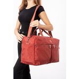 Unisex Önü Cepli Ayakkabı Bölmeli Geniş Hacimli Seyahat Antrenman Gym Fitness Spor Çantası (Kiremit)