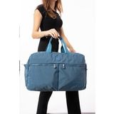 Unisex Önü Cepli Ayakkabı Bölmeli Geniş Hacimli Seyahat Antrenman Gym Fitness Spor Çantası (Mavi)