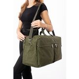 Unisex Önü Cepli Ayakkabı Bölmeli Geniş Hacimli Seyahat Antrenman Gym Fitness Spor Çantası (Yeşil)