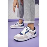 Unisex Ortopedik Kaymaz Kırılmaz Taban Konforlu Sneakers Spor Ayakkabı - Bej - Mavi