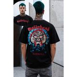 Unisex Overkill Motörhead Sırt Baskılı Tişört, Oversize Rock Band Temalı Bisiklet Yaka T-Shirt - Siyah - 2XL