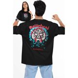 Unisex Overkill Motörhead Sırt Baskılı Tişört, Oversize Rock Band Temalı Bisiklet Yaka T-Shirt - Siyah - 3XL