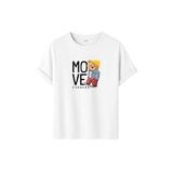 Unisex Oversize Ayıcıklı Tişört, Move Forward Yazılı, Pamuklu, Sokak Stili, Grafik Baskılı (Beyaz, 2XL)
