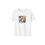 Unisex Oversize Ayıcıklı Tişört, Move Forward Yazılı, Pamuklu, Sokak Stili, Grafik Baskılı (Beyaz, L)