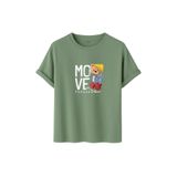 Unisex Oversize Ayıcıklı Tişört, Move Forward Yazılı, Pamuklu, Sokak Stili, Grafik Baskılı (Çağla, S)