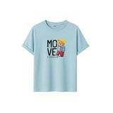 Unisex Oversize Ayıcıklı Tişört, Move Forward Yazılı, Pamuklu, Sokak Stili, Grafik Baskılı (Mavi, XL)