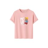 Unisex Oversize Ayıcıklı Tişört, Move Forward Yazılı, Pamuklu, Sokak Stili, Grafik Baskılı (Pudra, S)