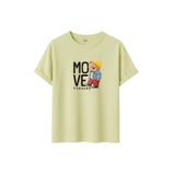 Unisex Oversize Ayıcıklı Tişört, Move Forward Yazılı, Pamuklu, Sokak Stili, Grafik Baskılı (Sarı, L)