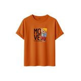 Unisex Oversize Ayıcıklı Tişört, Move Forward Yazılı, Pamuklu, Sokak Stili, Grafik Baskılı (Turuncu, M)