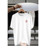Unisex Oversize Baskılı Pamuklu Bisiklet Yaka Kısa Kollu Beyaz T-Shirt Roket