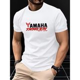 Unisex Oversize Baskılı Pamuklu Bisiklet Yaka Kısa Kollu Beyaz T-Shirt Yamaha Tracer mt 09 - 2XL