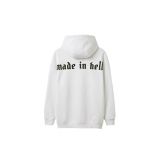 Unisex Oversize Baskılı Premium 3 İplik Kapüşonlu Sweatshirt Ekru