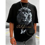 Unisex Oversize Kalıp Aslan & Harf Grafikli Harajuku Style - Siyah - XL