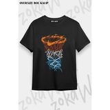 Unisex Oversize Kalıp Basketbol Potası V2 Tasarım Baskılı Tshirt - Siyah