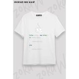 Unisex Oversize Kalıp Bilgisayar Programcısı Kod Tasarım Baskılı Tshirt - Beyaz - XL