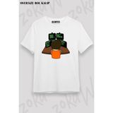 Unisex Oversize Kalıp Bilgisayar Programcısı Tasarım Baskılı Tshirt - Beyaz - XL