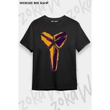 Unisex Oversize Kalıp Black Mamba Remembered Kobe Bryant Tasarım Baskılı Tshirt - Siyah