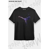 Unisex Oversize Kalıp Buz Pateni Ice Skating Tasarım Baskılı Tshirt - Siyah - XL