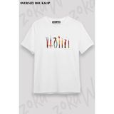 Unisex Oversize Kalıp Diş Hekimi Malzemeler Tasarım Baskılı Tshirt - Beyaz - XL