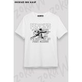 Unisex Oversize Kalıp Eskrim Fencing Tasarım Baskılı Tshirt - Beyaz