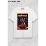 Unisex Oversize Kalıp Foo Fighters Poster Rock Metal Tasarım Baskılı Tshirt - Beyaz
