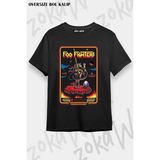 Unisex Oversize Kalıp Foo Fighters Poster Rock Metal Tasarım Baskılı Tshirt - Siyah - XL