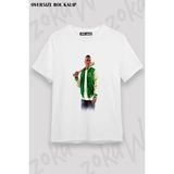 Unisex Oversize Kalıp Franklin Clinton Gta 5 Tasarım Baskılı Tshirt - Beyaz - XL