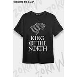 Unisex Oversize Kalıp King Game Of Thrones Tasarım Baskılı Tshirt - Siyah