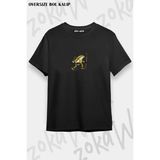 Unisex Oversize Kalıp Kurbağa Çanta Vip Tasarım Tasarım Baskılı Tshirt - Siyah