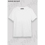 Unisex Oversize Kalıp Linkin Park, Logo With Tasarım Baskılı Tshirt - Beyaz - XL