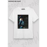 Unisex Oversize Kalıp Muichiro Tokito Demon Slayer Tasarım Baskılı Tshirt - Beyaz